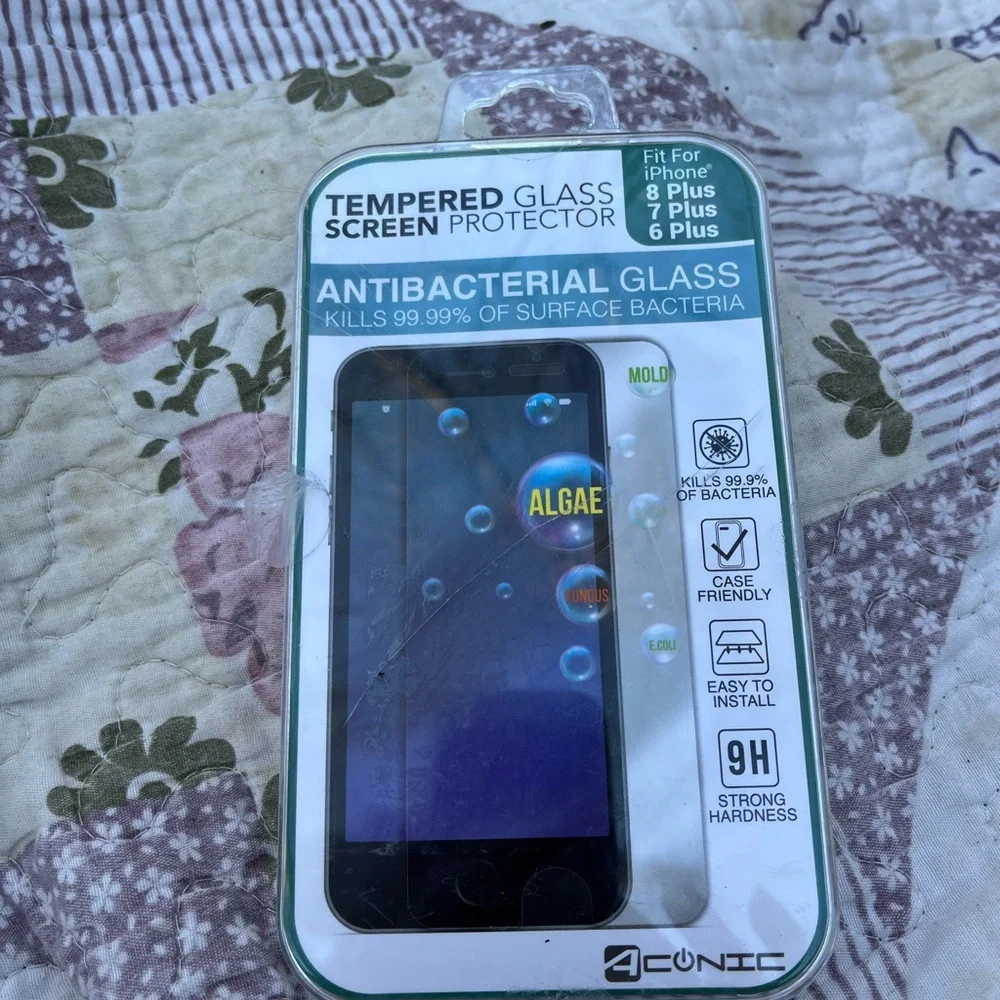 Antibacterial Glass Screen Protector for iPhone 8 Plus/7 Plus/6 Plus - Clear